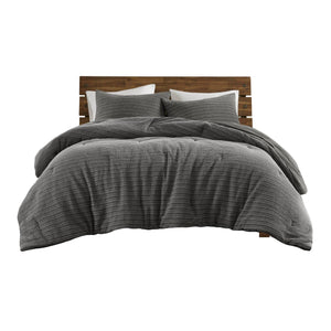 English Elm 3PCS Waffle Washed Comforter Set Full/Queen with Breathable 100% Cotton Face and Plush 270G Fill Charcoal 23 L x 21 W x 12 H B035P341106