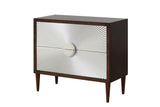 Silver & Walnut Nightstand with Stylish Pattern, Detachable Legs, & Automatic Closing Mechanism - 36