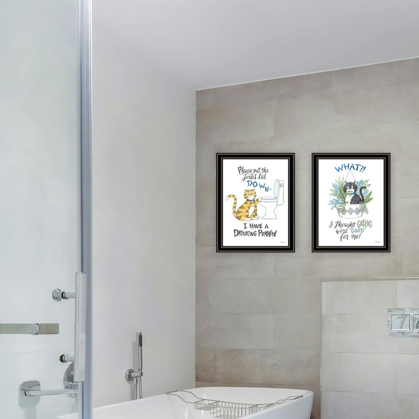 English Elm Trendy Decor 4u Humorous Hand-lettered Two-piece Framed Wall Art Set for Home Bar B067P256630