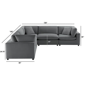 English Elm Caylie Modular 5-Piece Sectional In Charcoal – Versatile Comfort, Stylish Design & Easy Care Solution B050S00025