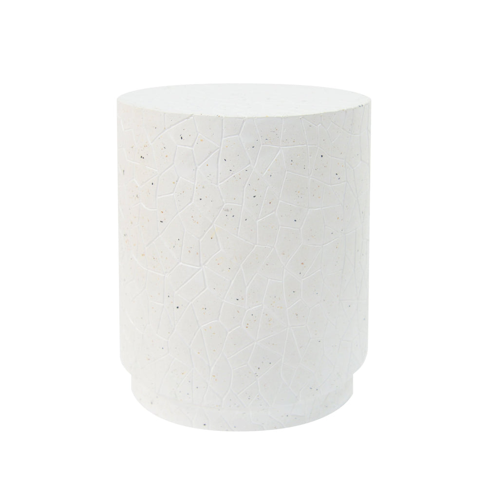 English Elm Outdoor Terrazzo Concrete Drum Table Artisan Speckled Accent for Patio Lounge N773P205008W