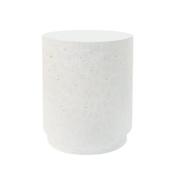 English Elm Outdoor Terrazzo Concrete Drum Table Artisan Speckled Accent for Patio Lounge N773P205008W