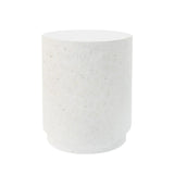 Christopher Knight Home® - Noble House - - Outdoor Terrazzo Concrete Drum End Table,Living Room Accent Table, White Terrazzo