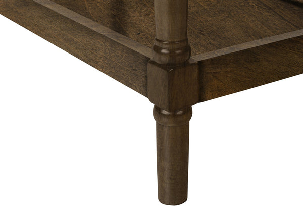 English Elm Accent Table, Two-Tiered Design With Storage Drawer - Traditional Brown Veneer For Stylish Spaces B2710P219466