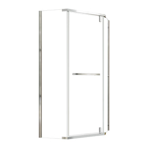 English Elm Corner Frameless Neo-angle Pivot Shower Enclosure with Tempered Glass and Sleek Hardware Chrome W637P348803