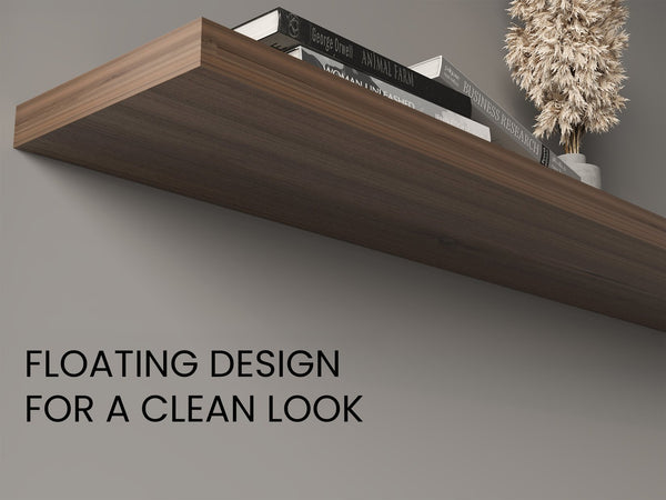 English Elm Ecco 47" Floating Shelves Set of 2 Light Brown — Sleek Hidden-Bracket Design, Sturdy Particleboard Storage B070P368045