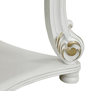 English Elm Antique Pearl End Table with Scrolled Trim and Lower Display Shelf for Elegant Traditional Décor White B062P186419