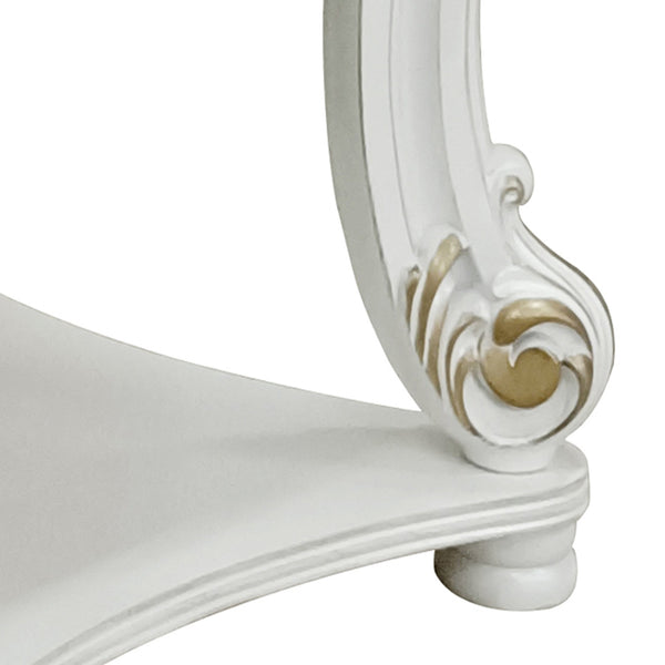 English Elm Antique Pearl End Table with Scrolled Trim and Lower Display Shelf for Elegant Traditional Décor White B062P186419