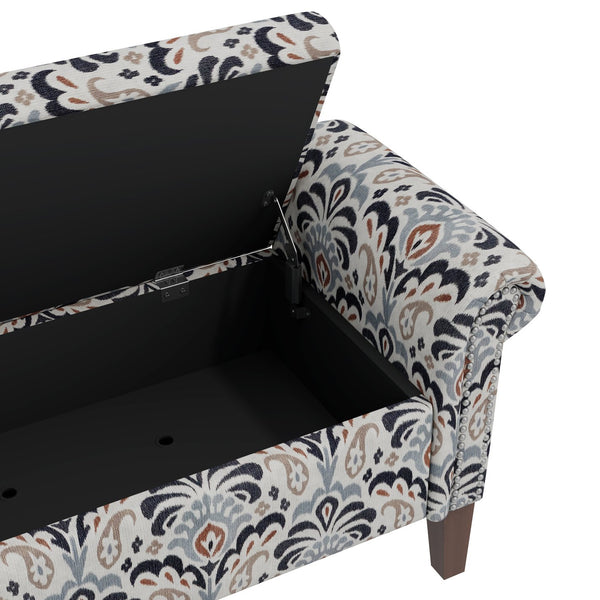 English Elm Conrad Storage Ottoman - Elegant Floral Upholstered Bench With Hidden Storage For Versatile Home Use B127P278180