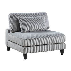 English Elm 5pc Modular Sectional Sofa Set in Corduroy Upholstery with Ottoman & Accent Pillows, Modern Luxe Gray 40 L x 40 W x 13.5 H B011S01560