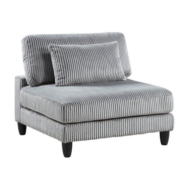 English Elm 5pc Modular Sectional Sofa Set in Corduroy Upholstery with Ottoman & Accent Pillows, Modern Luxe Gray 40 L x 40 W x 13.5 H B011S01560