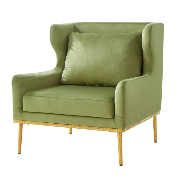 English Elm Modern Velvet Accent Chair Curved Arms Plush Cushion Upholstered Seat for Living Room Green N763P360686F