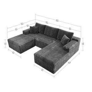 English Elm 104.3*70.8"Modular 104.3*70.8" Modular Sectional Sofa - Plush Corduroy 3-Piece Set For Effortless Living Room Style W3819S00110