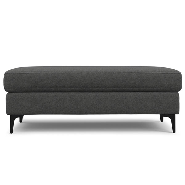 English Elm Ava Mid Century Upholstered Bench Ottoman with Powder Coated Legs for Living Room Gray B136P436945