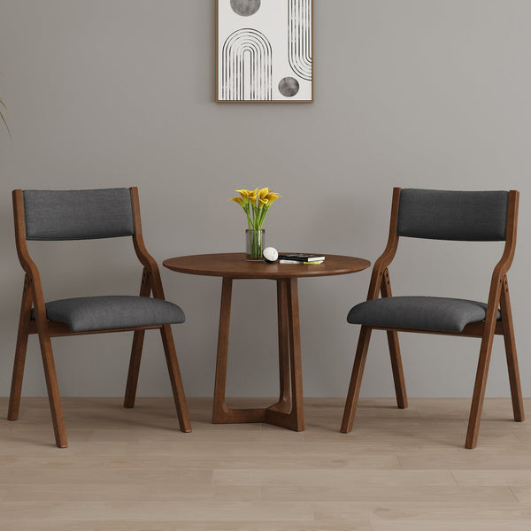 English Elm Upholstered Folding Dining Chair with Ergonomic High Back, Plush Sponge Cushion, Portable & No Assembly Required Dawn Grey,Walnut W2336P254028