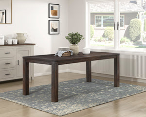 English Elm Dark Brown Acacia Veneer Rectangular Dining Table Seats 8 with Arts and Crafts Detail B011P257326