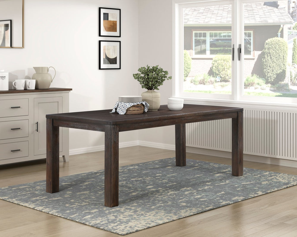 English Elm Classic 9 Piece Acacia Veneer Dining Set with Parsons Chairs and Nailhead Trim Dark Brown,Gray B011S02247