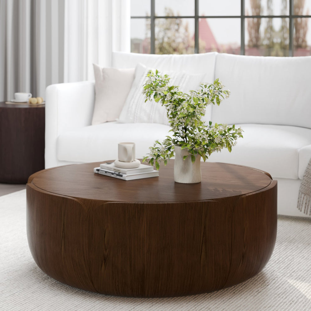 English Elm 35.43" Square Mgo Cement Coffee Table Weatherproof Indoor Outdoor Low Profile Modern Brown W757P387416