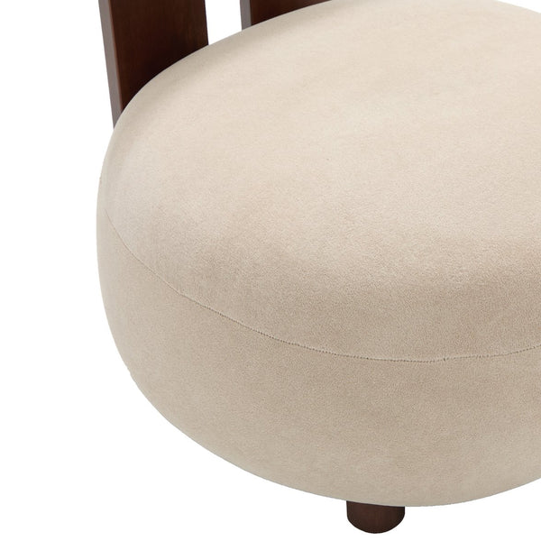 English Elm Modern Sculptural Velvet Accent Chair with Solid Wood Legs for Eclectic Living Spaces Light Brown,Walnut N776P420637B
