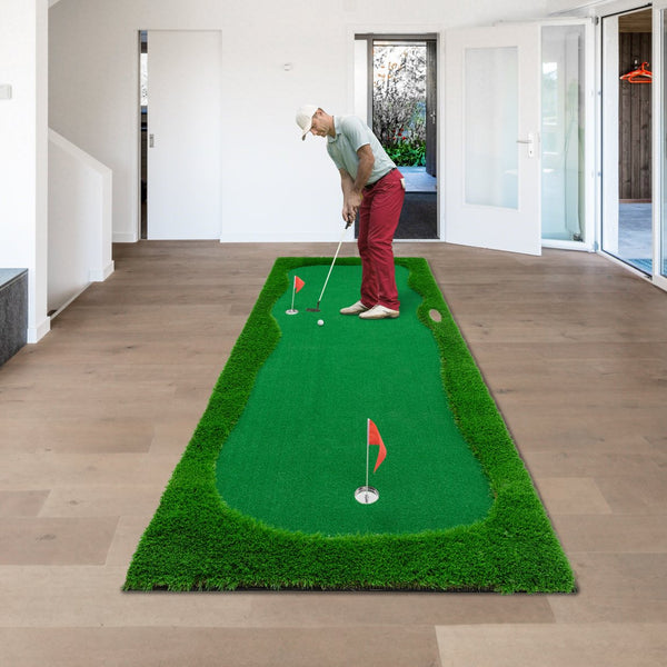 English Elm 12x5 Ft Putting Green Mat Pp Turf with Three Holes Flags for Indoor Outdoor Practice W1422P289867