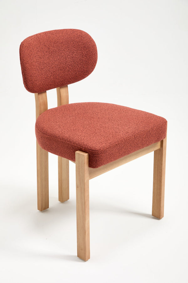 English Elm Wooden Wingback Dining Chairs Chenille Upholstered Set for Farmhouse Kitchen Dark Orange W3244P457881