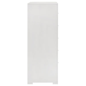 English Elm Pierce Five Drawer Chest with Diamond Emboss Texture and Sleek Contemporary Bedroom Storage Gloss White B062P447671