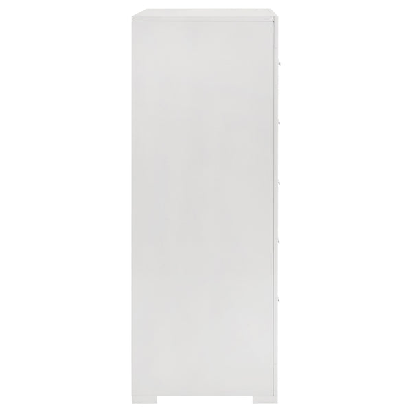 English Elm Pierce Five Drawer Chest with Diamond Emboss Texture and Sleek Contemporary Bedroom Storage Gloss White B062P447671