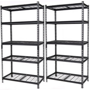 English Elm 2-piece Five Tier Powder Coated Steel Garage Shelving Set Boltless Heavy Duty Storage W2932P373611