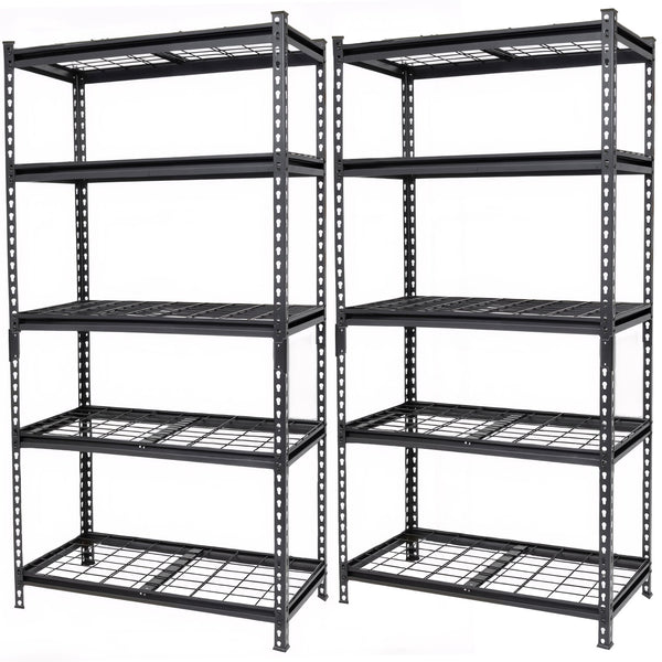 English Elm 2-piece Five Tier Powder Coated Steel Garage Shelving Set Boltless Heavy Duty Storage W2932P373611