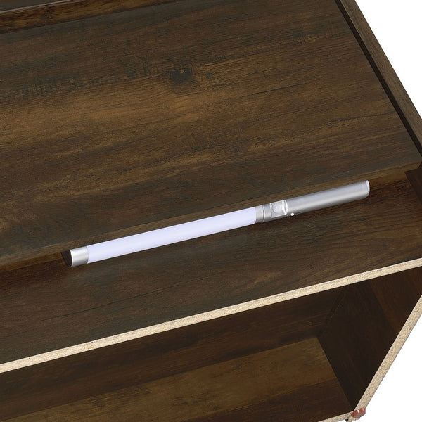 English Elm Geary Dark Pine 2-Drawer Nightstand with LED Lighting, Dual Outlet & USB-A/C Charging Ports for Bedsides B062P375559