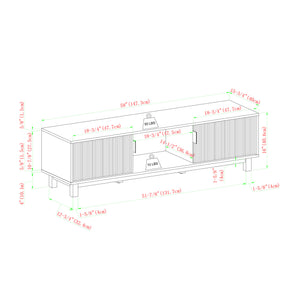 Arundo 58" Mid-Century Modern TV Stand with Reeded Doors - Stylish Coastal Oak Entertainment Center