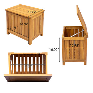 English Elm Christopher Knight Home® - Portside Teak 30-Gallon Wood Deck Box — Solid Acacia, Weather & UV-Resistant Storage Bench with Lid Supports N775P251111T