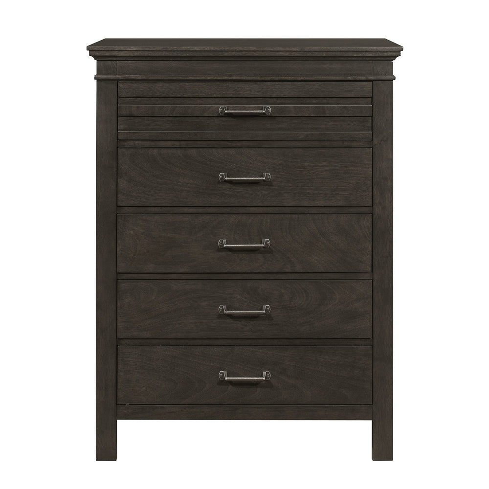 English Elm 1pc Blaire Farm Charcoal Gray Finish 7-Drawer Transitional Dresser with Okume Veneer, Rustic Appeal and Fixed Pulls Charcoal grey 38.75 L x 19.25 W x 51 H B011P220617