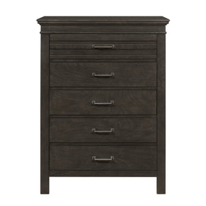English Elm 1pc Blaire Farm Charcoal Gray Finish 7-Drawer Transitional Dresser with Okume Veneer, Rustic Appeal and Fixed Pulls Charcoal grey 38.75 L x 19.25 W x 51 H B011P220617