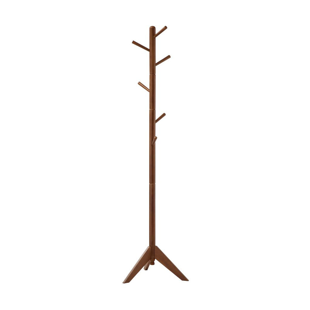 English Elm 6 Hook Freestanding Wood Coat Rack Hat Hanger Walnut – Stylish Mid-Century Entryway Organizer with 6 Slanted Hooks for Coats, Hats, Scarves B016P381117