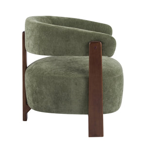 English Elm Christopher Knight Home® - Accent modern minimalist arm chair with three-leg rubberwood frame, premium fabric upholstery, easy assembly and stable comfort Green,Walnut 29 L x 27.75 W x 21 H N776P368457G