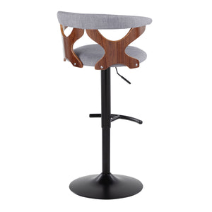 English Elm Gardenia Adjustable Barstool Set Of 2 - Stylish Swivel Design With Light Grey Fabric & Walnut Accents B202S00855