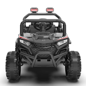 English Elm 12v Kids Electric Utv with 4-wheel Suspension Anti-collision Bar and 2-hour Battery Black W1578P343329
