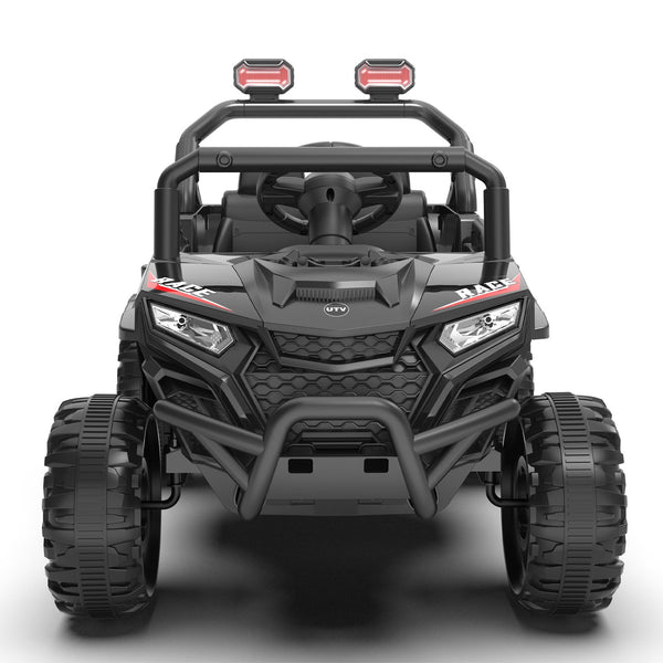 English Elm 12v Kids Electric Utv with 4-wheel Suspension Anti-collision Bar and 2-hour Battery Black W1578P343329