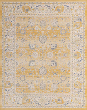 Unique Loom Whitney Bordeaux Machine Made Floral / Botanical Rug Tuscan Yellow, Blue/Ivory/Gray 10' 0" x 14' 1"