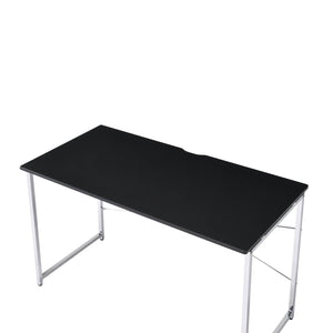 English Elm Tennos Sleek Black & Chrome Writing Desk — Modern X-Frame Composite Wood Top, Sturdy 70lb Capacity B2726P287550