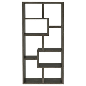 English Elm Geometric Bookcase with 7 Open Shelves for Home Decor, Modern Sturdy Engineered Wood Accent Tower Gray 71.88 L x 14.14 W x 8.87 H B011P305618