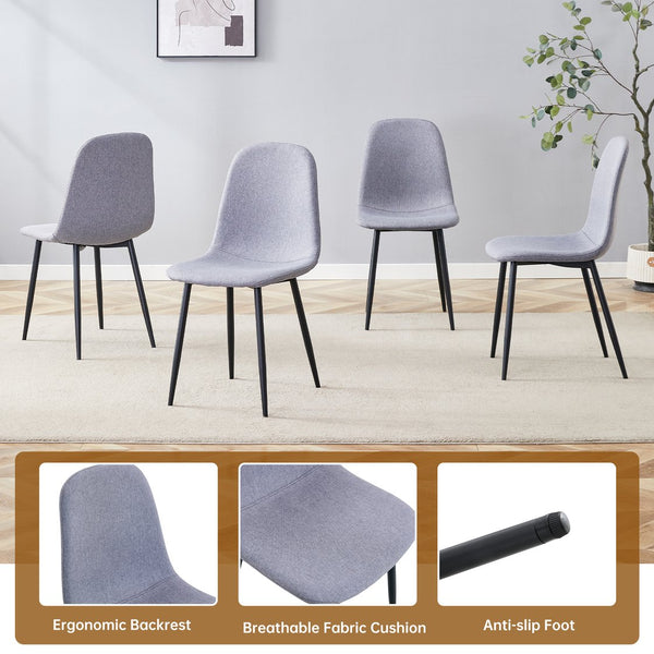 English Elm Table and Chair Set Seats Eight with Marble Pattern Mdf Top Brown Fabric Dining W1151S04134