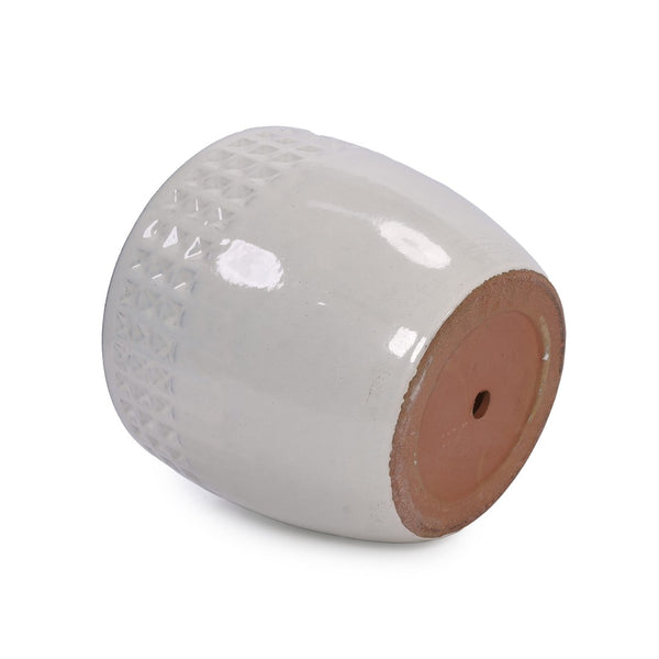 English Elm Set Of 3 Ceramic Flowerpots - Handcrafted Modern Planters In Ancient White For Stylish Spaces W3273P321485-GIGA