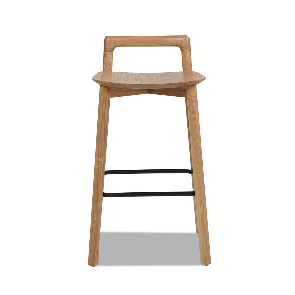 English Elm Jennifer Taylor Home - Sven Solid Blonde Ash Counter Stool 26.5" Height, Modern Minimalist Low Back, Black Iron Footrest B2719P238392
