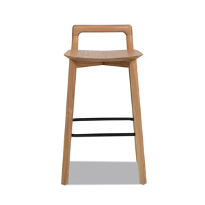 English Elm Jennifer Taylor Home - Sven Solid Blonde Ash Counter Stool 26.5" Height, Modern Minimalist Low Back, Black Iron Footrest B2719P238392