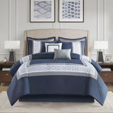 510 Design Powell Modern/Contemporary 8 Piece Embroidered Comforter Set 5DS10-0279 Navy