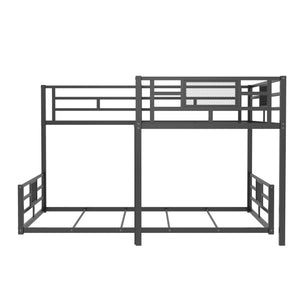 English Elm L-shaped Steel Twin Over Full Bunk Bed Corner Frame with Guardrails for Kids N750P196510B