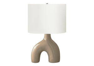 English Elm Lighting, Sculptural Ceramic Table Lamp with Ivory Shade for Modern Living Spaces B2710P461828