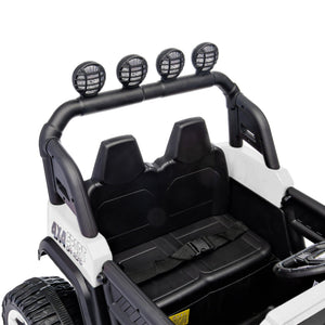 English Elm 24v Two Seat Kids Ride on Car with 4wd Motor Remote Control and Led Lights White W509P378204